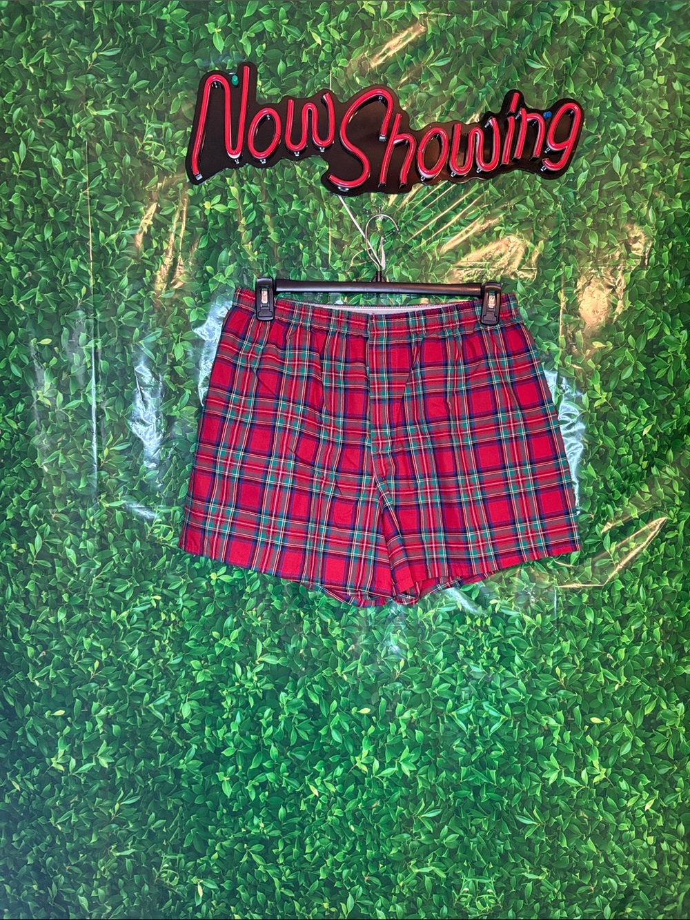 Men's Red Plaid Cotton Boxers